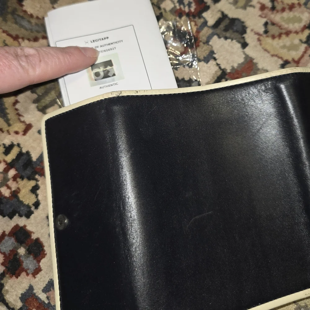Loewe Cream and Black Leather Wallet